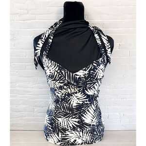 GAP TANKINI Halter Swimsuit TOP ONLY Sz Small DARK Blue/Black White Fast Ship
